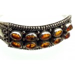 Tibetan Amber Sterling Silver Bracelet